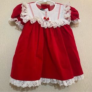 Vintage Red and White Lace Dress